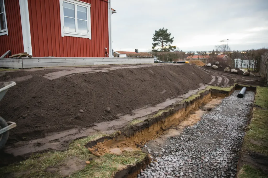 s planerar du markarbete f r ny gr smatta r tt avj mning jorddjup och dr nering p villatomten